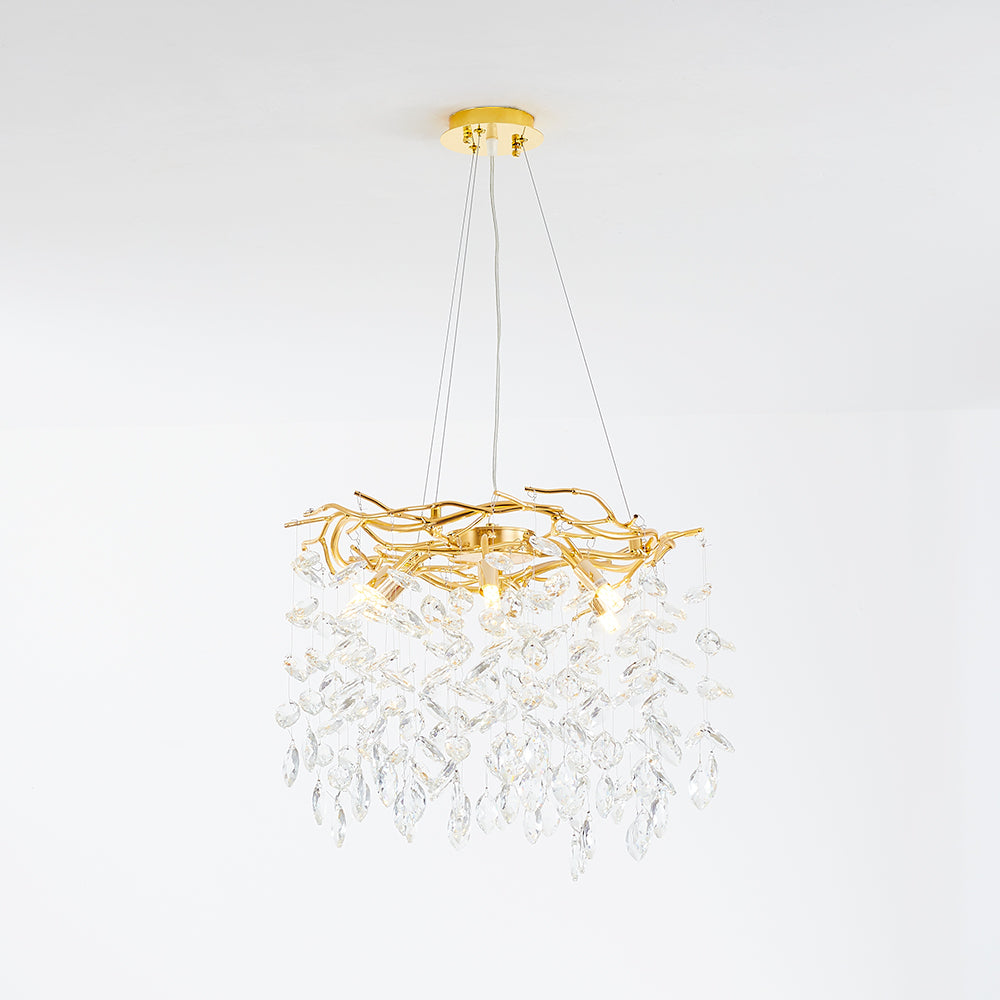 Kristy Lustre Branche Moderne Cristal/Métal Doré Salon