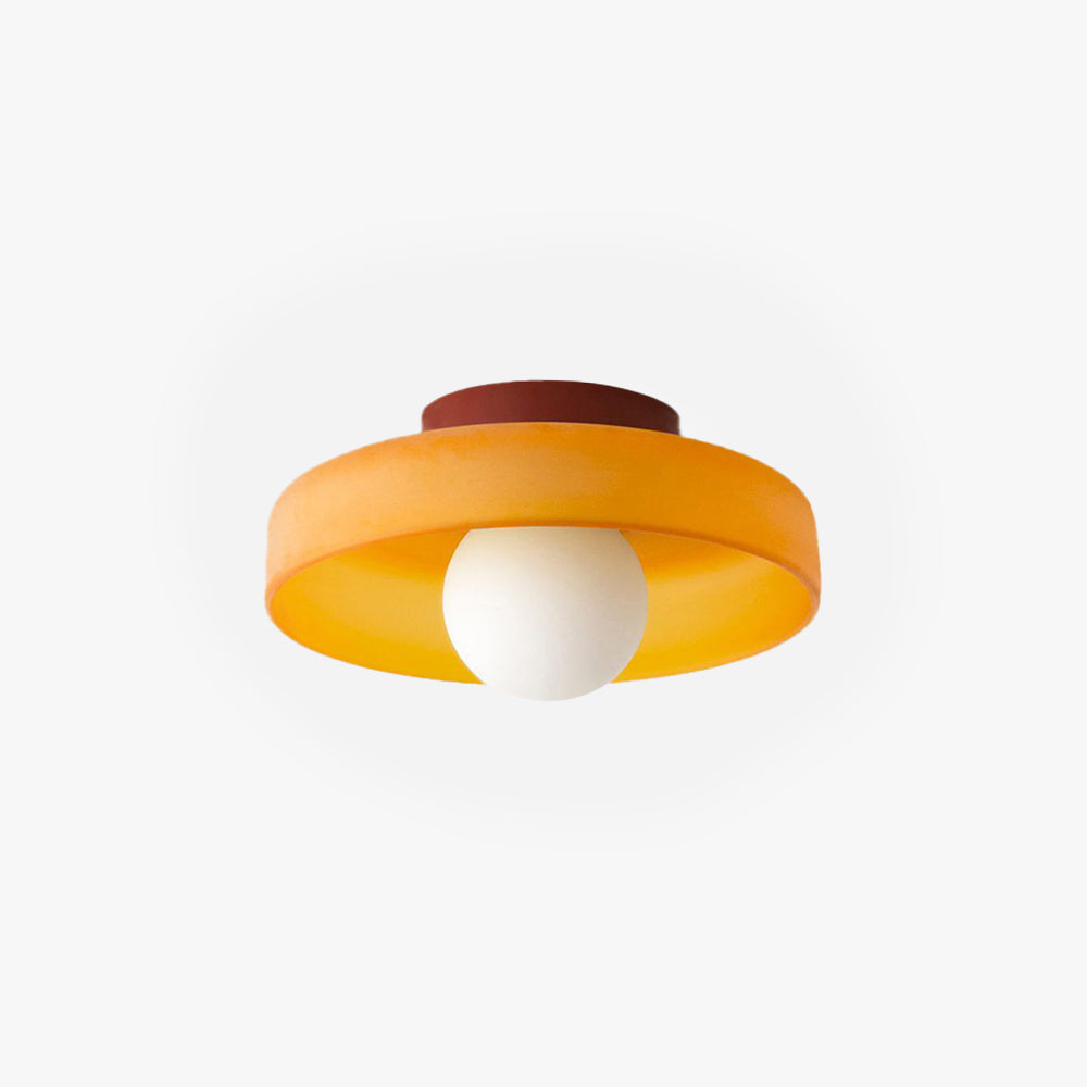 Arisha Plafonnier Dôme Moderne, Verre/Métal, Blanc/Vert/Orange, Salon