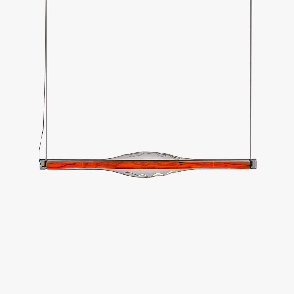Ray Suspension Linéaire Industrielle, Métal /Acrylique, Rouge/Marron, Salon
