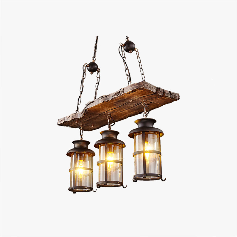 Epoch Vintage LED Lustre Métal/Verre/Bois Salon Chambre à coucher