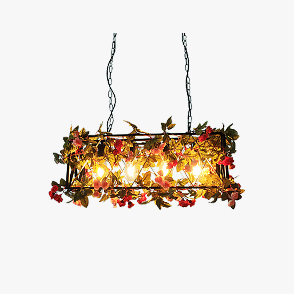 Silva Vintage LED Suspension Rose Métal Bois Salon Salle à Manger