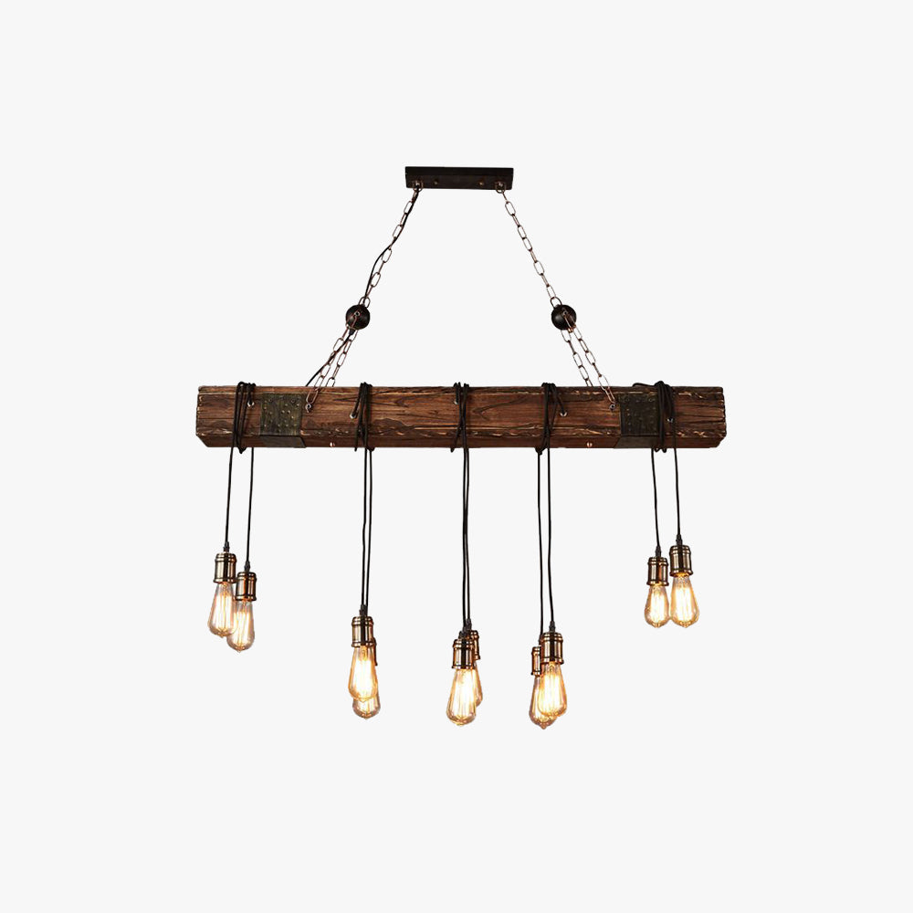 Silva Vintage LED Suspension Marron Bois Verre Salle à manger Salon