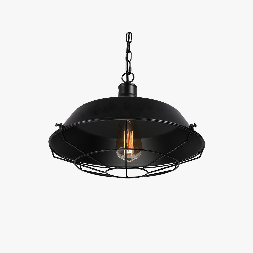 Silva Dôme Rustique LED Suspension Noir Métal Chambre à Coucher