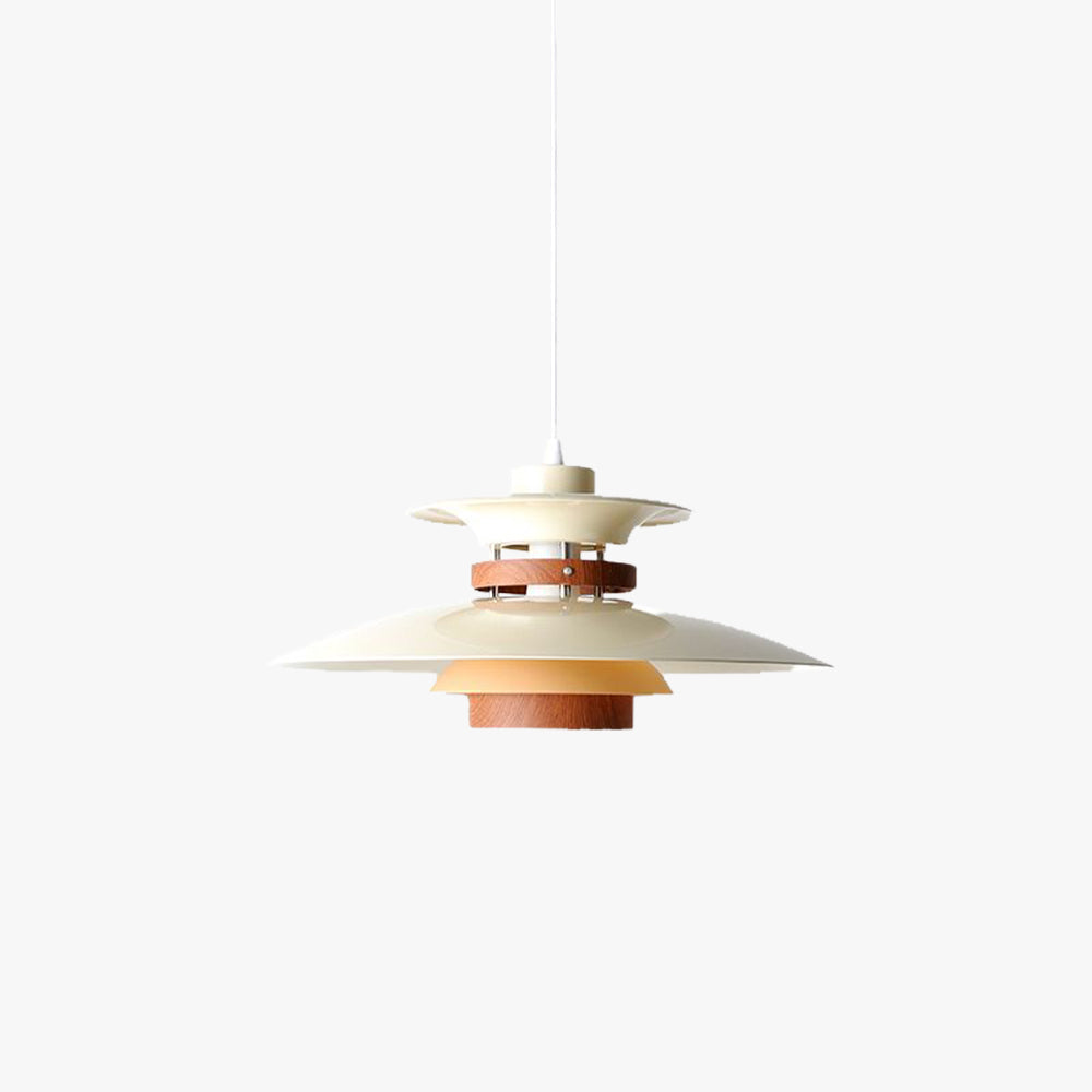 Valentina Suspension Bol Moderne, Métal, Blanc/Bois/Marron, Salon