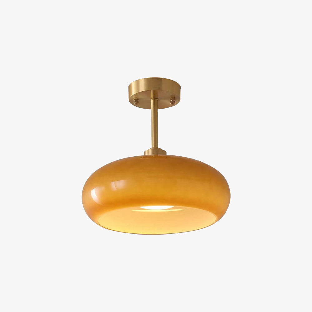 Valentina Plafonnier Rond Moderne, Métal/Verre, Orange/Blanc, Salon