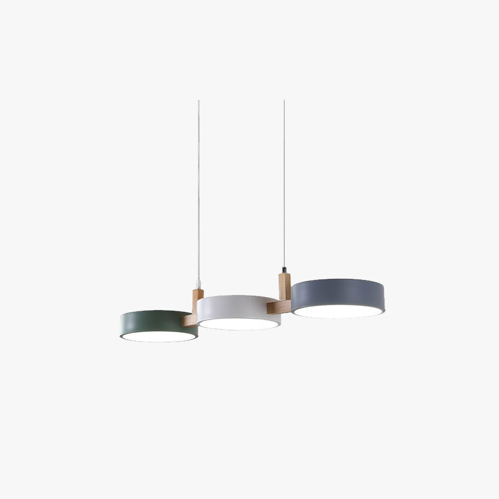Valentina Suspension Anneau Moderne, Bois/Métal, Blanc/Gris/Vert, Salon