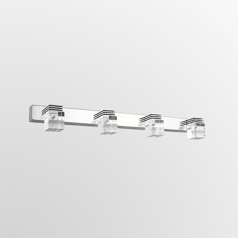 Arisha Applique Murale à Miroir Carrée Moderne, Métal/Cristal, Argent, Salle de Bain