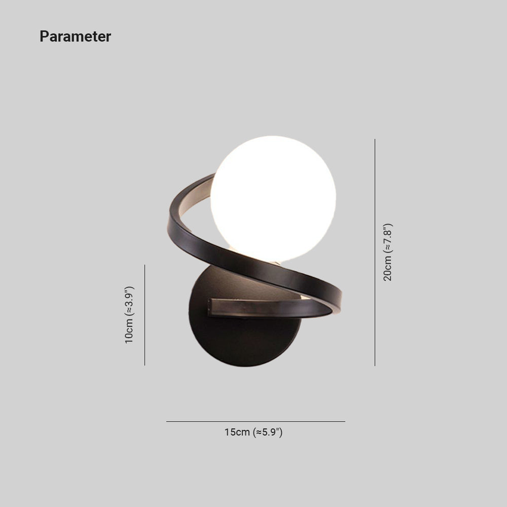 Arisha Applique Murale Globe Moderne, Métal/Verre, Noir/Or, Couloir