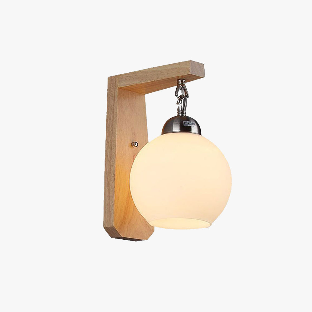 Muto Applique Globe Scandinave, Bois/Verre/Métal, Beige, Salon