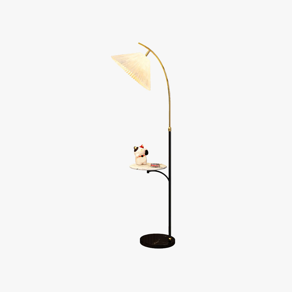 Muto Lampadaire Avec Table Parapluie Moderne LED Abat Jour Blanc Métal Tissu Chambre à Coucher/Salon
