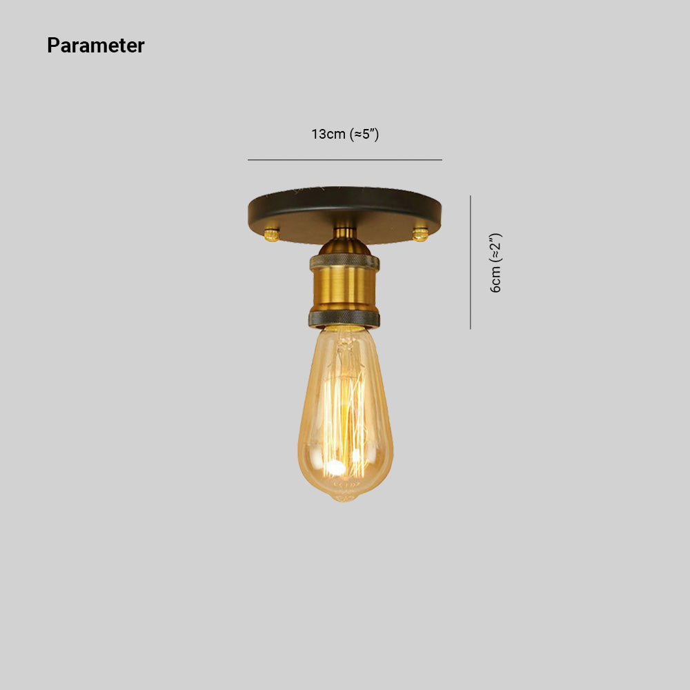 Silva Plafonnier Ampoule Vintage, Métal, Noir/Laiton/Rouille/Chromé, Salon