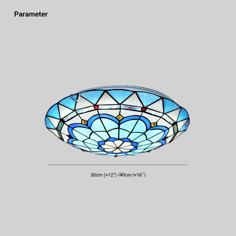 Tiffany Plafonnier Hémicycle Moderne, Verre, Coloré, Salon