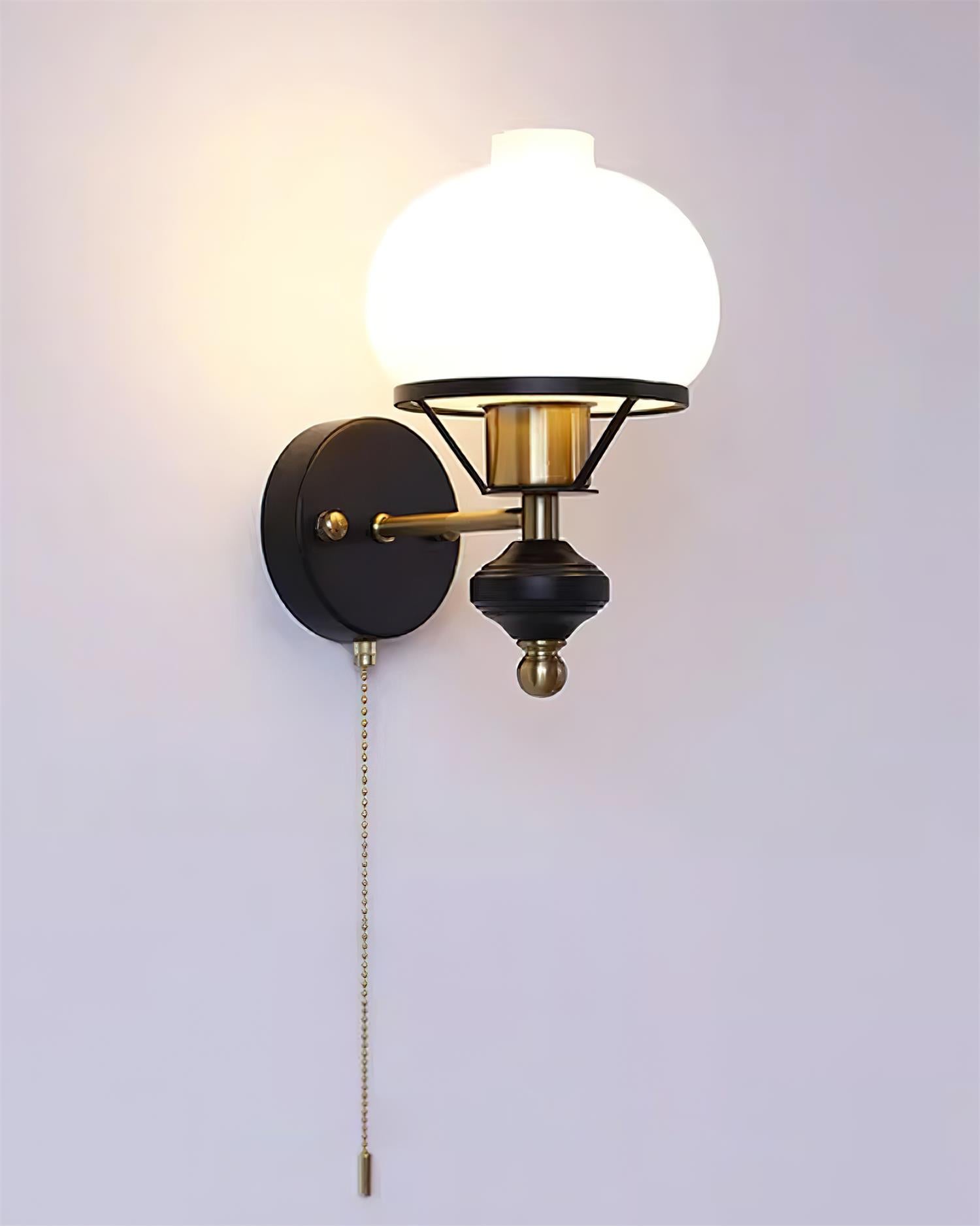 Aurum Balck Wall Light pull-chain switch - Letslighting