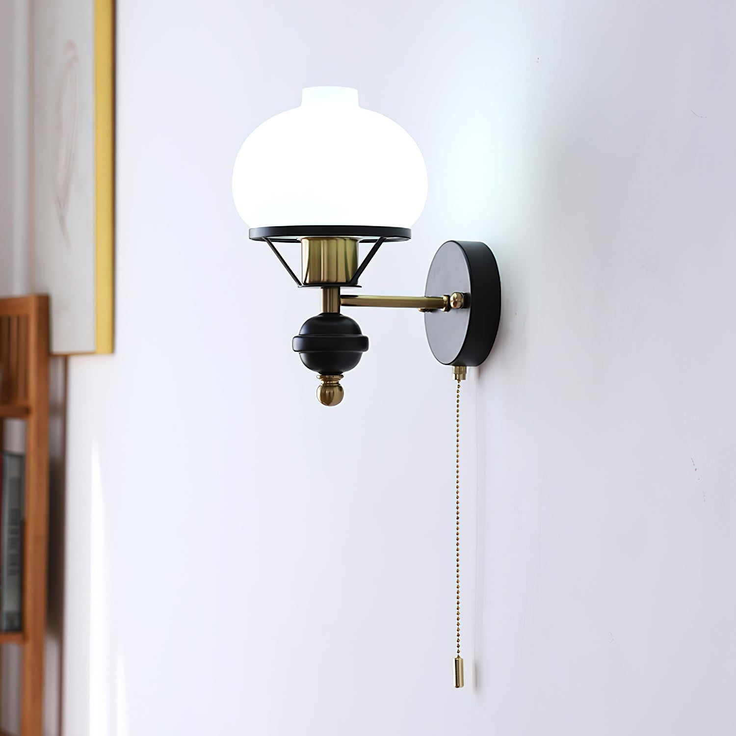 Aurum Balck Wall Light pull-chain switch - Letslighting