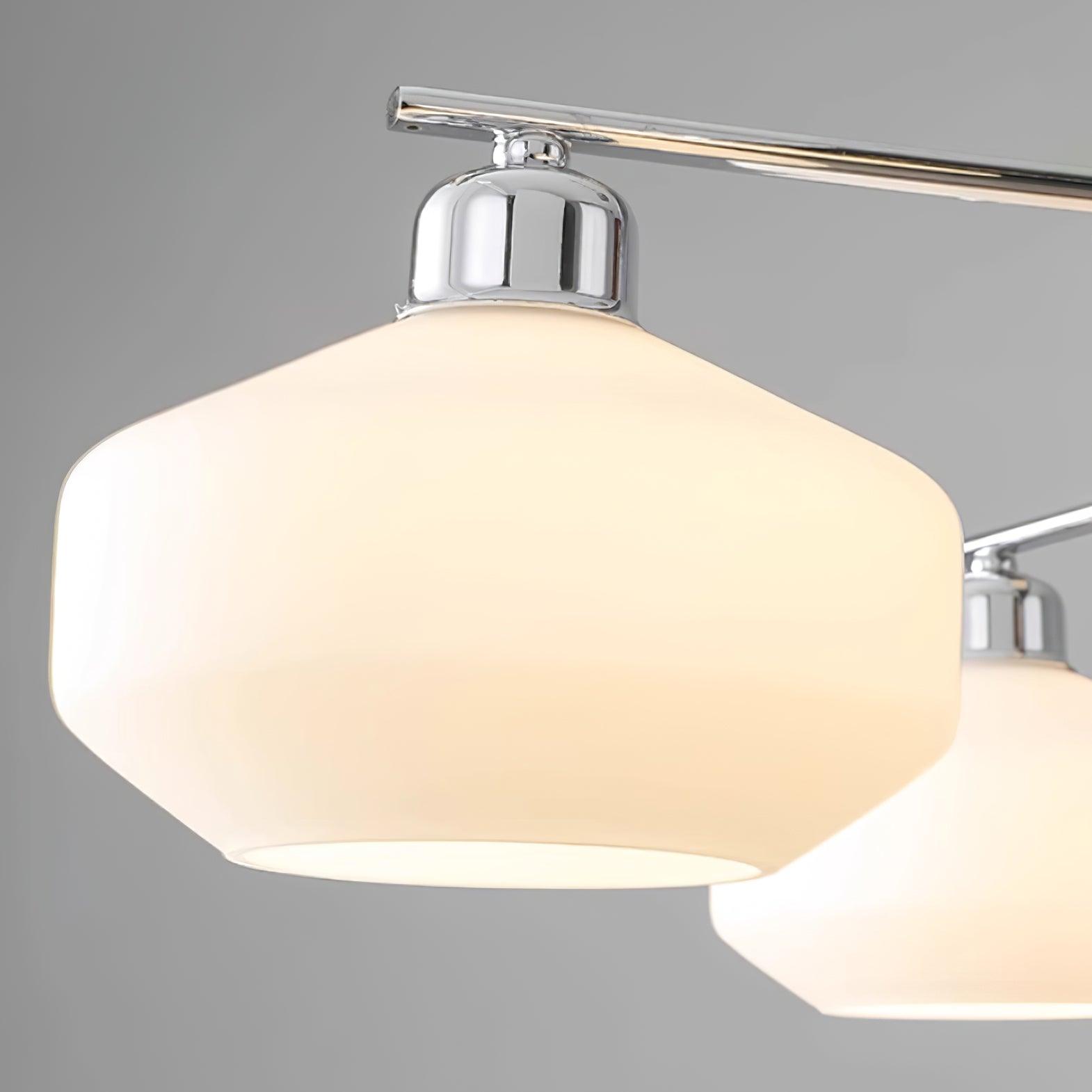 Chandelier White Glass Shades Chrome Walnut Arms Retro - Letslighting