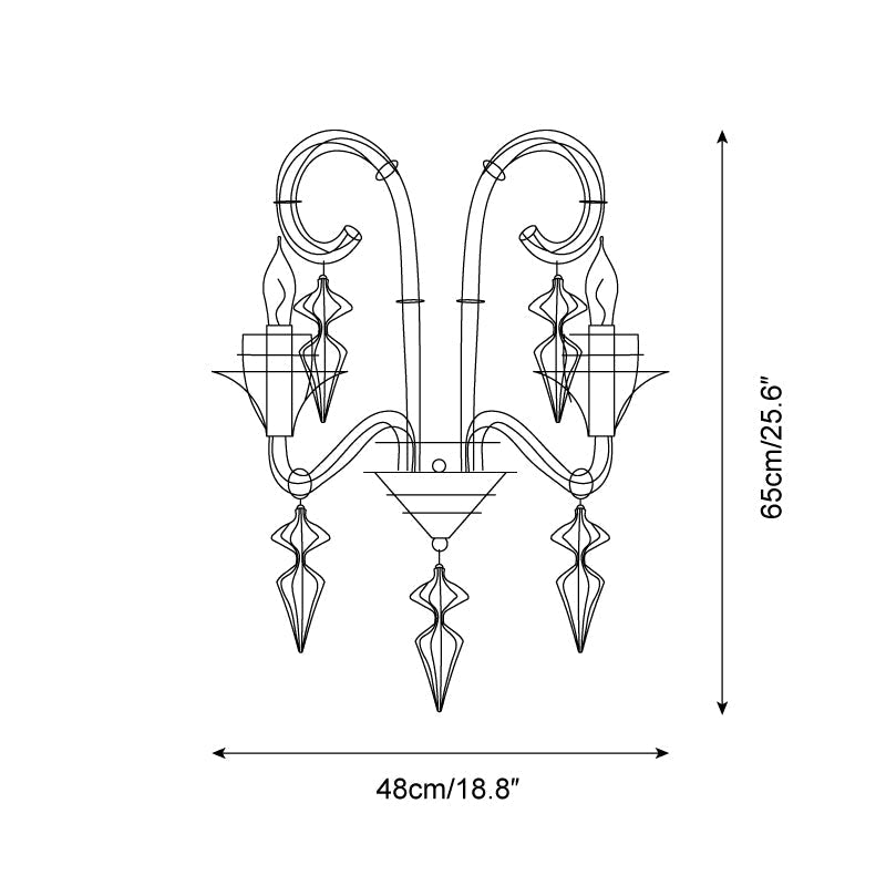 Baroque Wall Lamp Sculptural Wire - Letslighting