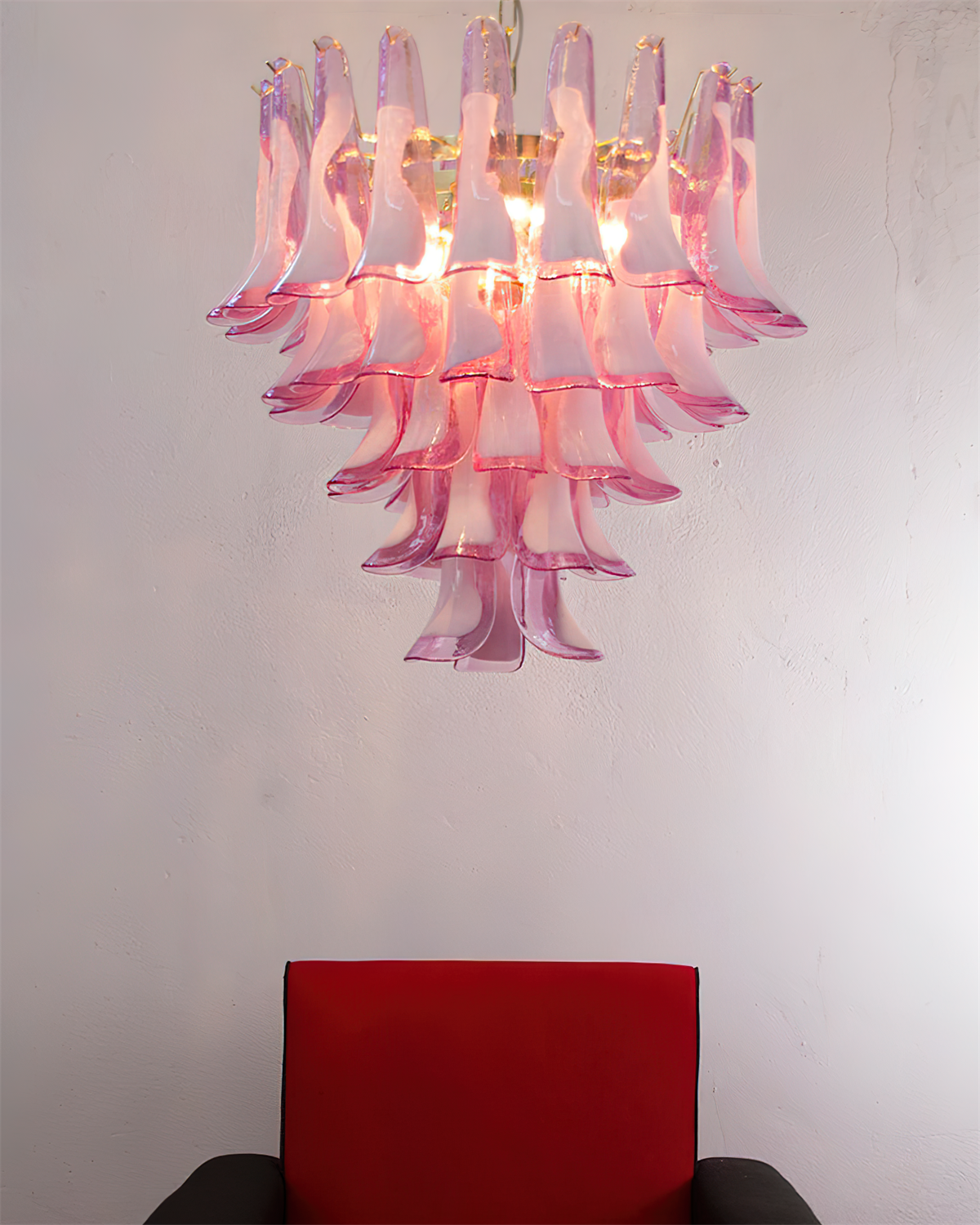 Barovier Chandelier Pink Glass Petal Cascade - Letslighting