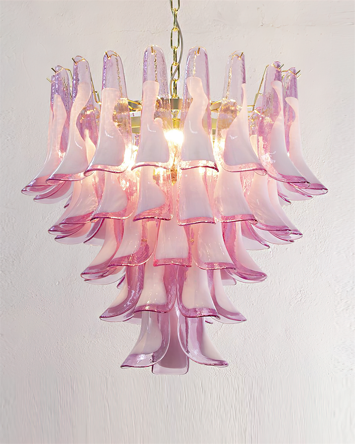 Barovier Chandelier Pink Glass Petal Cascade - Letslighting