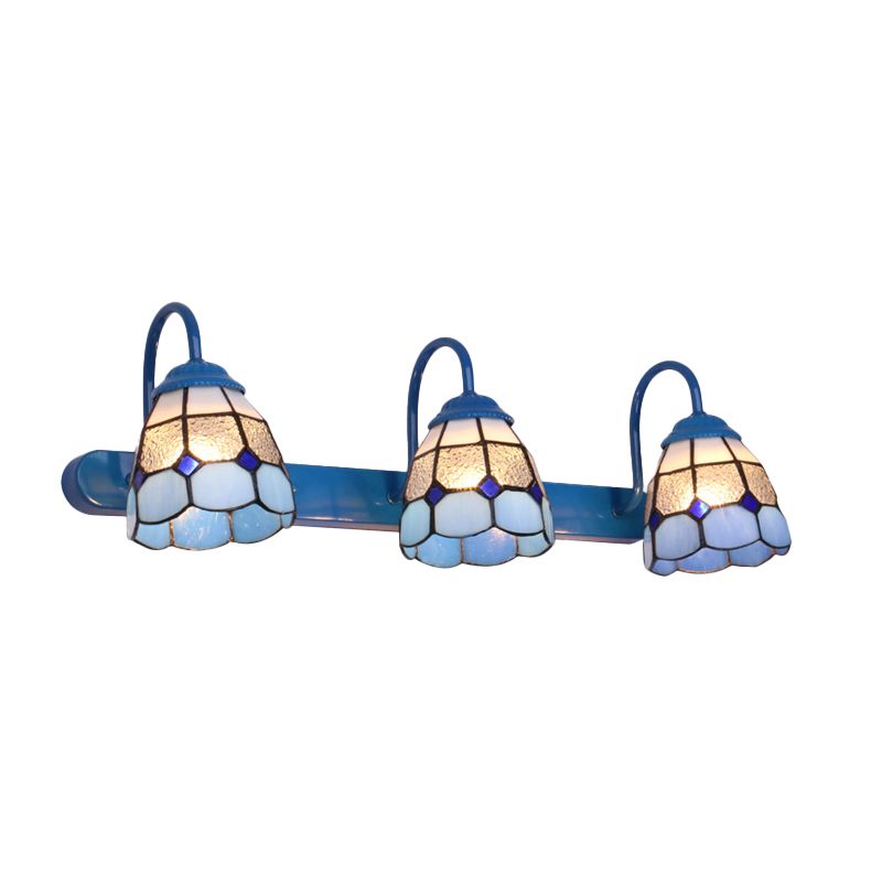Tiffany Applique Murale Fleur Vintage, Métal, Noir/Bleu/Blanc, Salle de Bain
