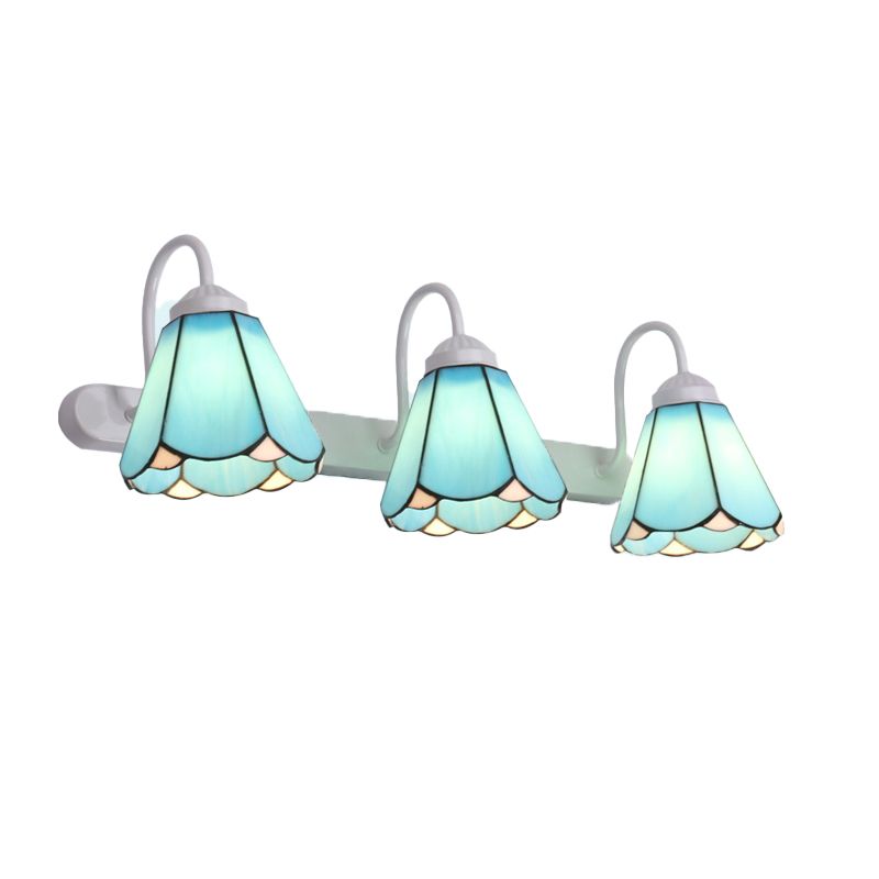 Tiffany Applique Murale Fleur Vintage, Métal, Noir/Bleu/Blanc, Salle de Bain