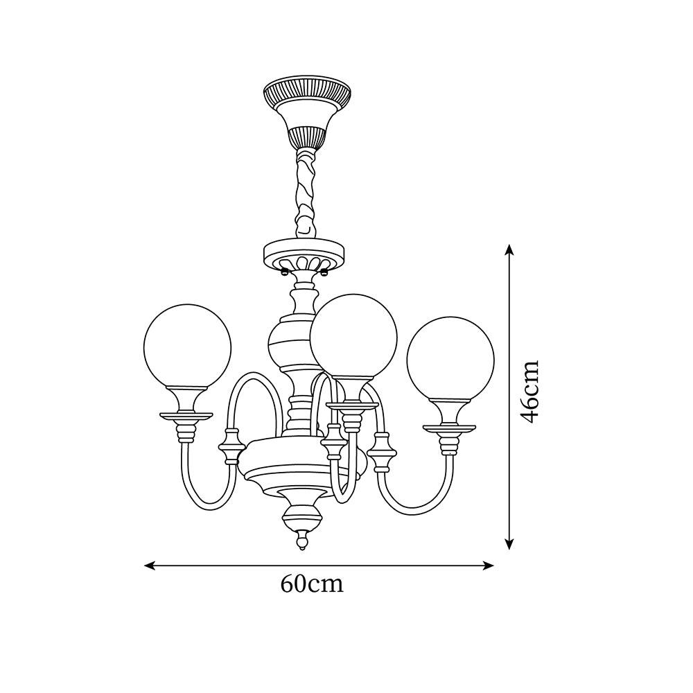 Beatty Chandelier Brass Globe Arms - Letslighting