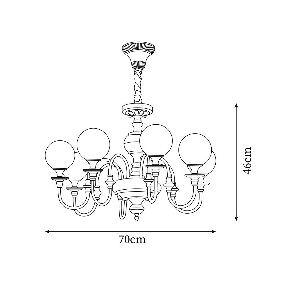 Beatty Chandelier Brass Globe Arms - Letslighting