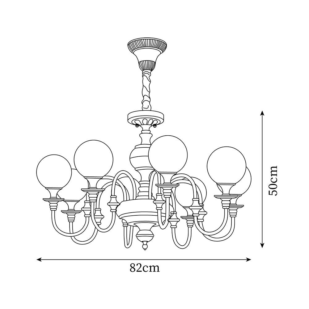 Beatty Chandelier Brass Globe Arms - Letslighting