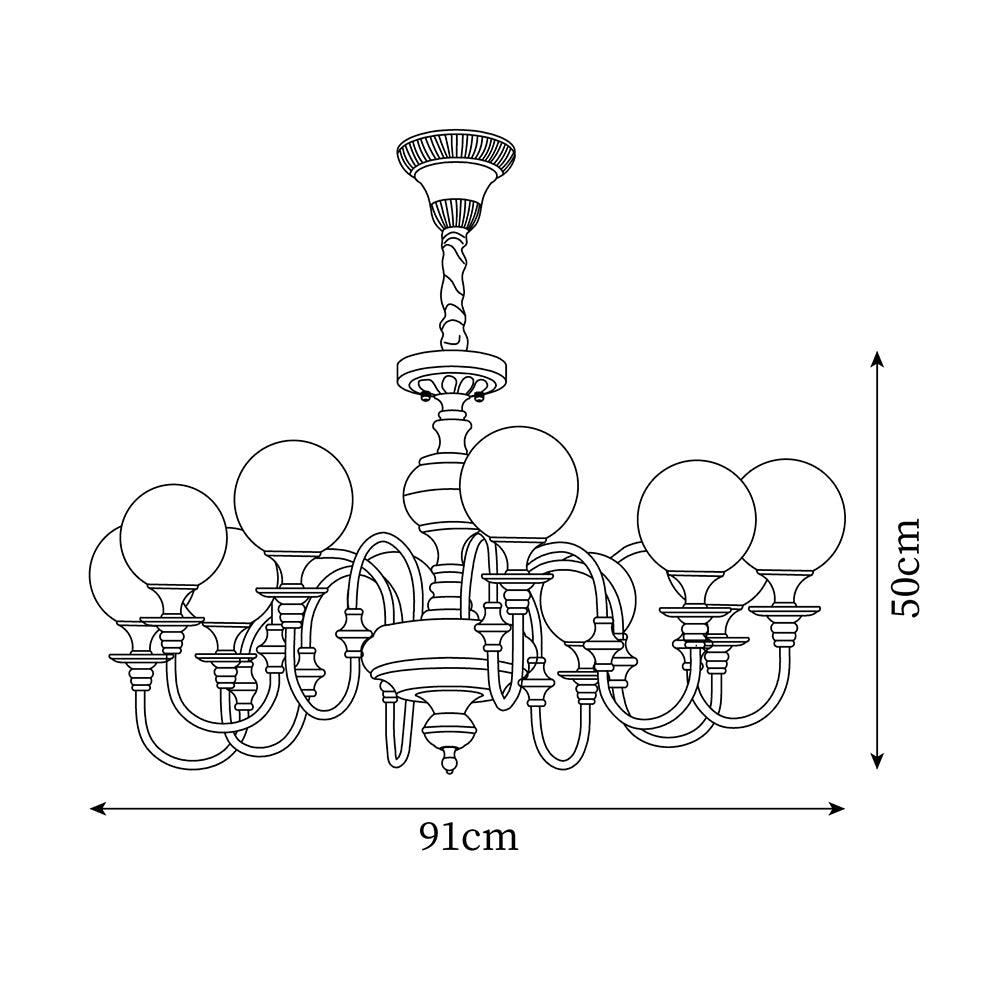 Beatty Chandelier Brass Globe Arms - Letslighting