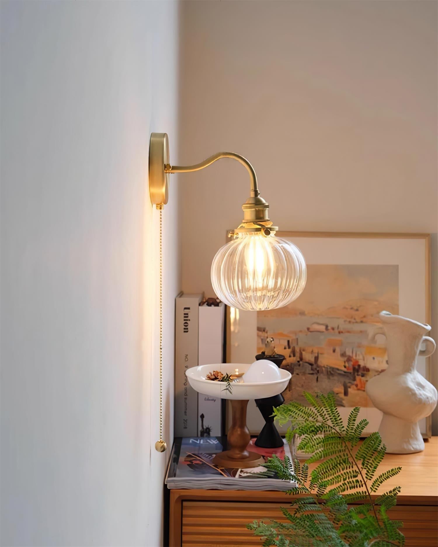 Berliner Wall Lamp Brass Arm Glass Vintage - Letslighting