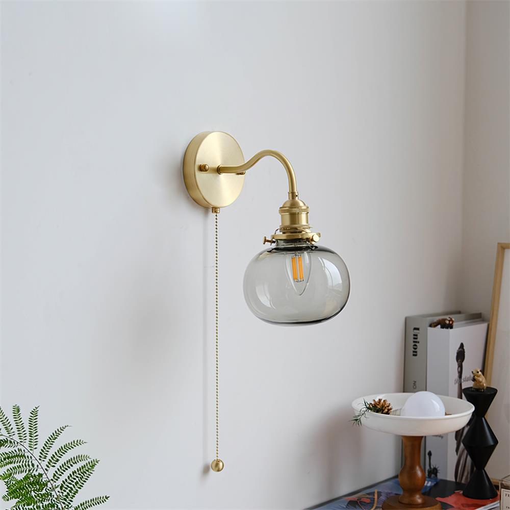 Berliner Wall Lamp Brass Arm Glass Vintage - Letslighting