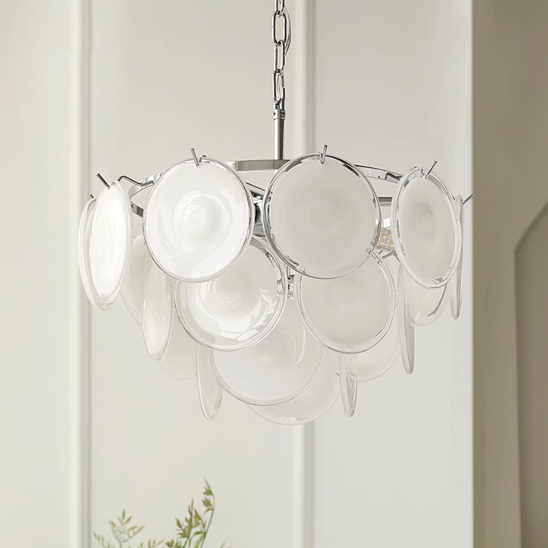 Esona Cascading Frosted Glass Discs Chandelier - Letslighting