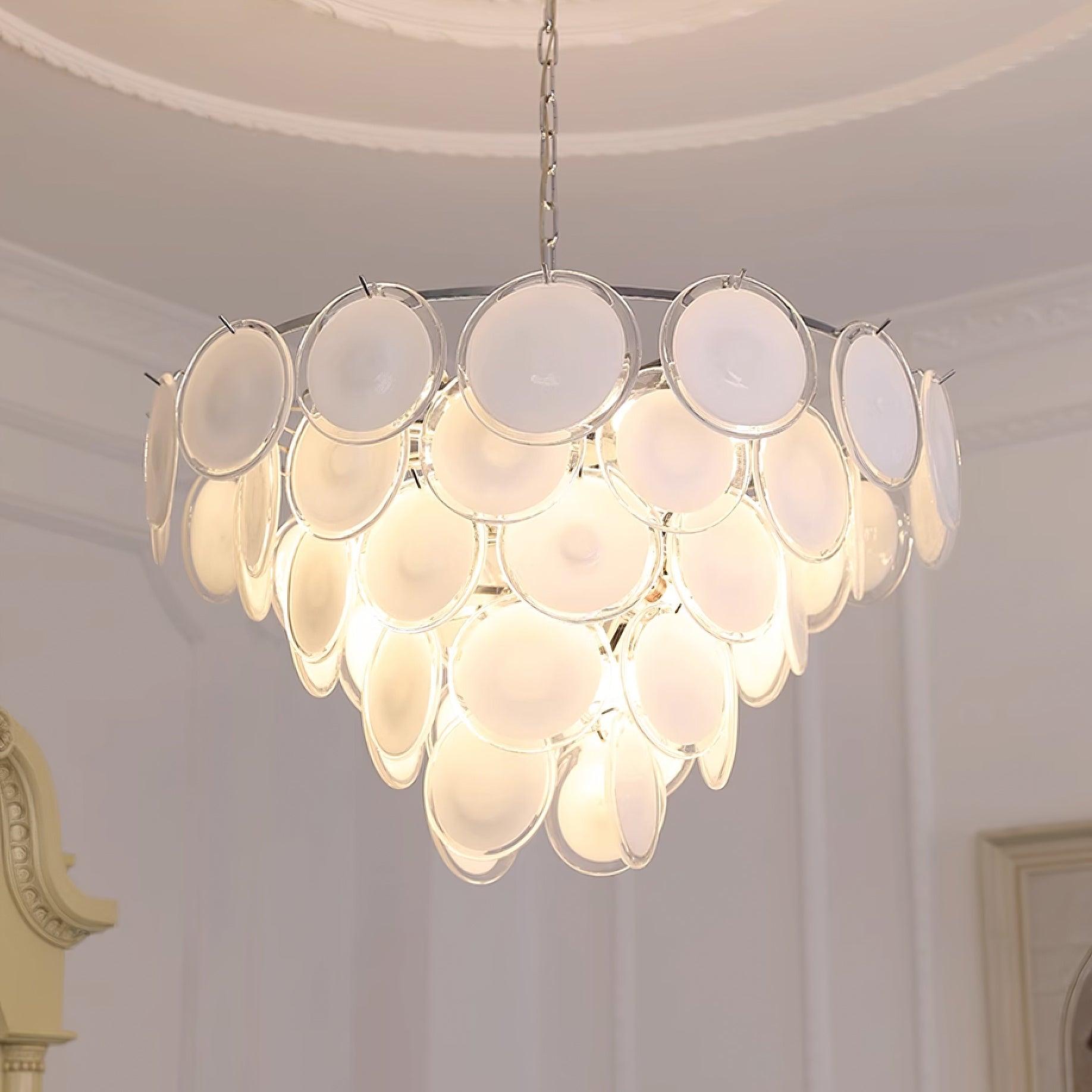 Esona Cascading Frosted Glass Discs Chandelier - Letslighting