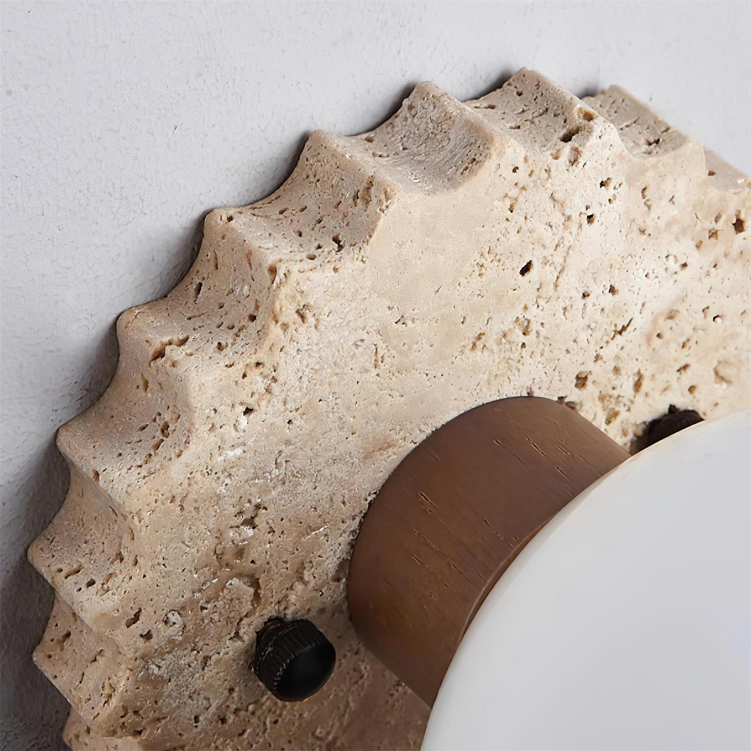 Ritta Ceiling Light Travertine Scalloped Base - Letslighting