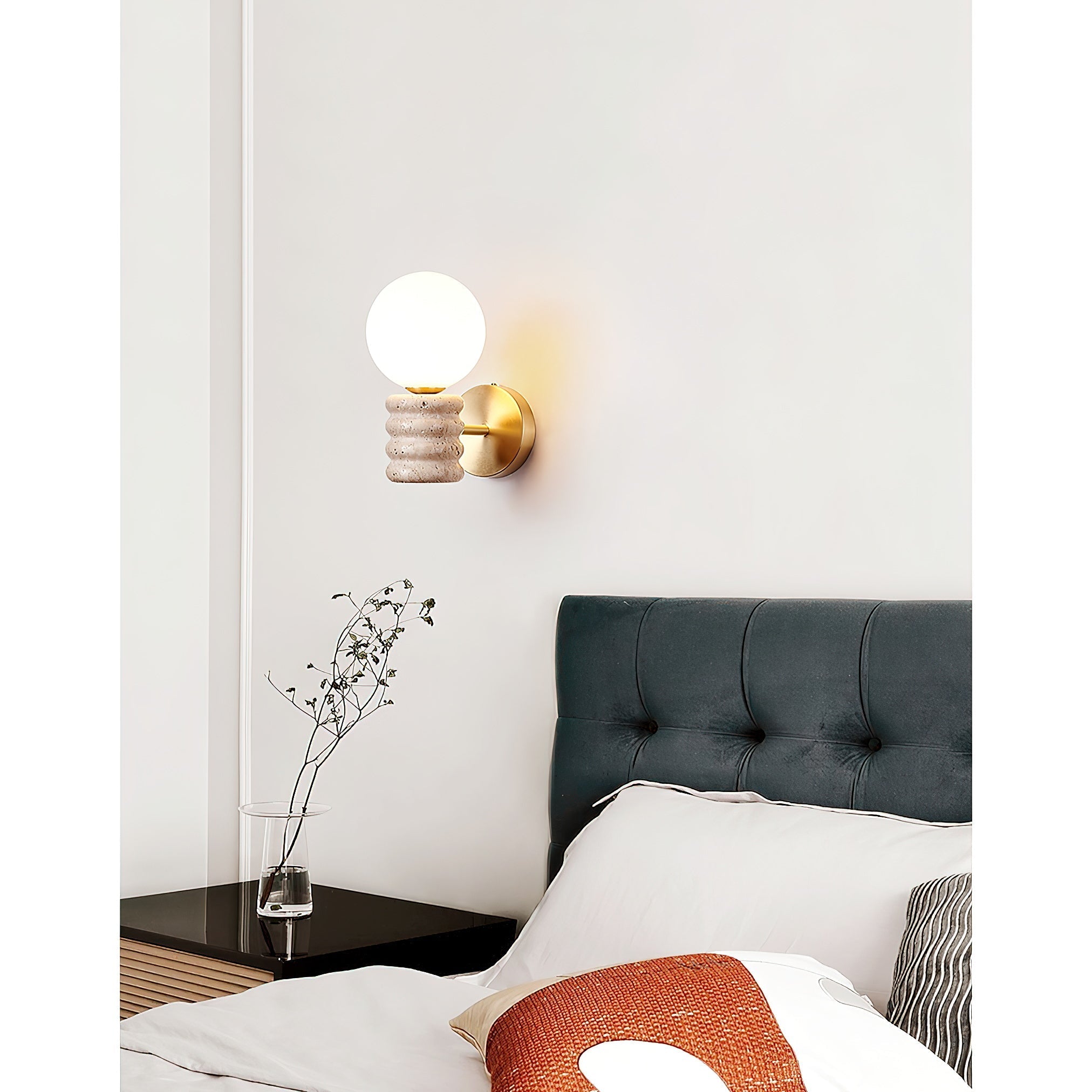 Ljomuvyh Modern Minimalist Travertine Glass Wall Lamp - Lamp Copper