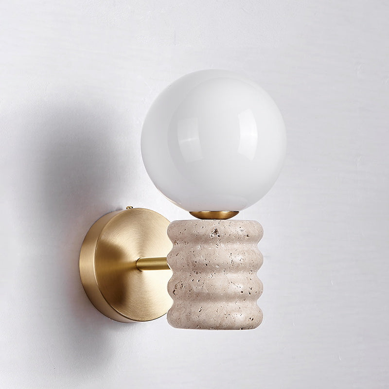 Ljomuvyh Modern Minimalist Travertine Glass Wall Lamp - Lamp Copper