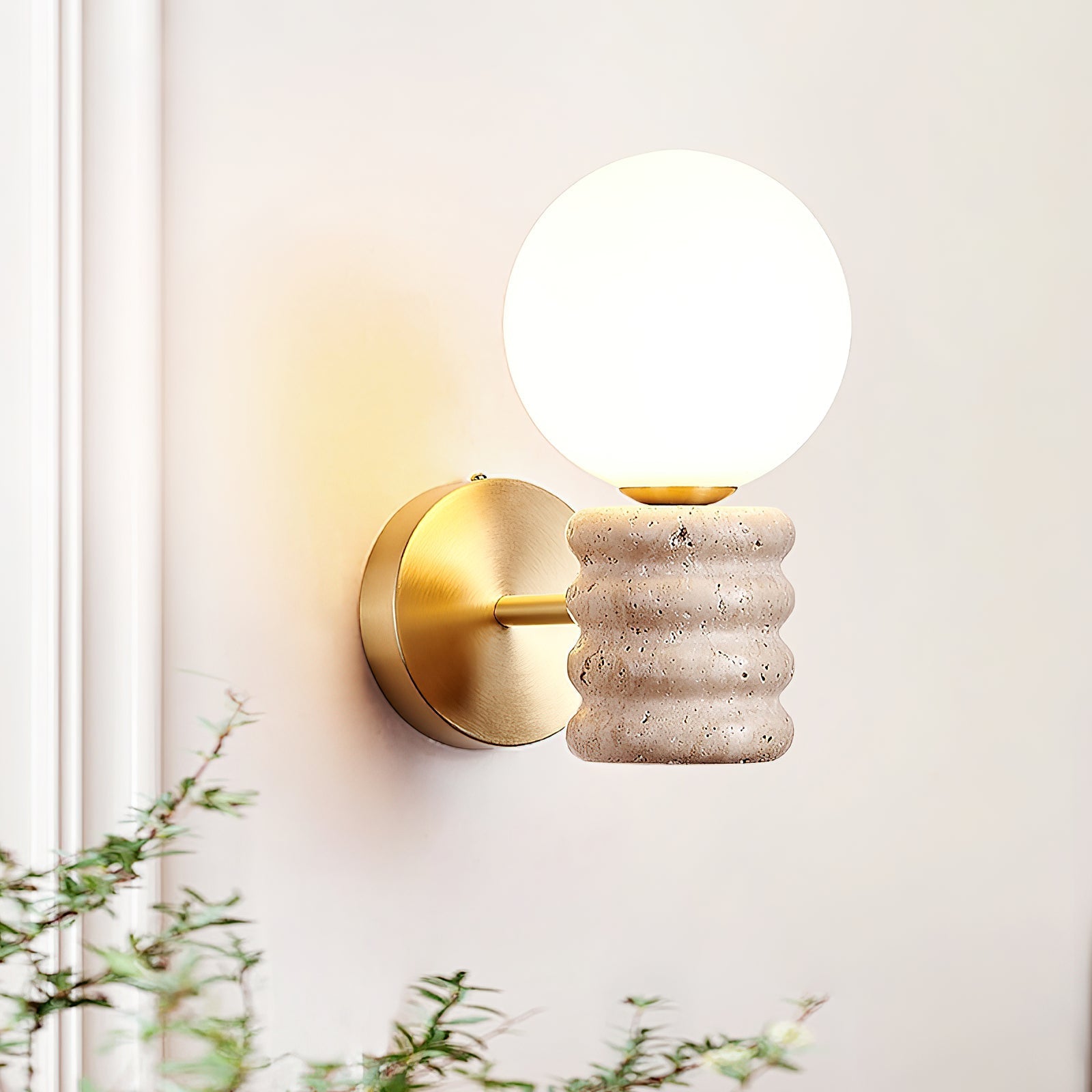 Ljomuvyh Modern Minimalist Travertine Glass Wall Lamp - Lamp Copper