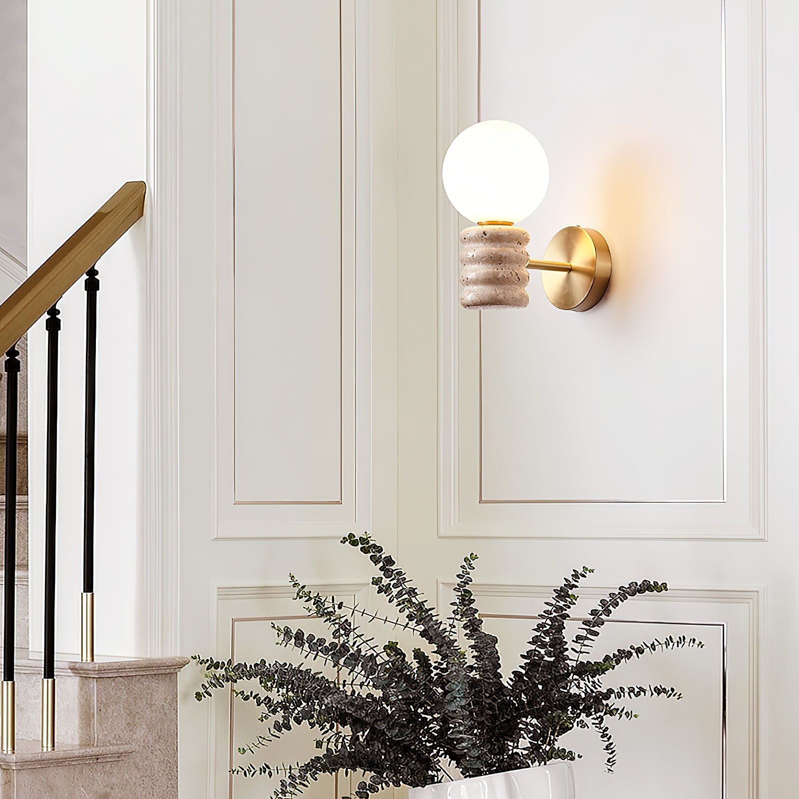 Ljomuvyh Modern Minimalist Travertine Glass Wall Lamp - Lamp Copper
