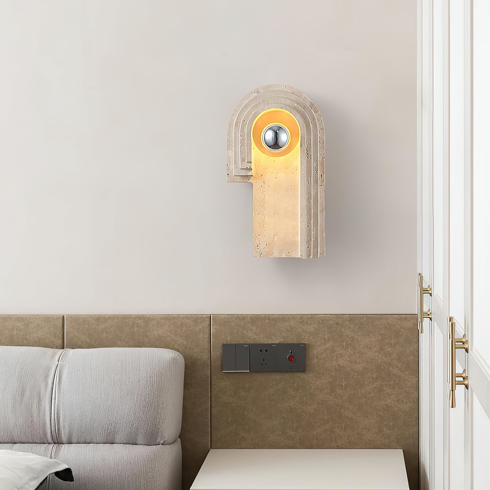 Mjolkuvyh Modern Minimalist Travertine Wall Lamp - Lamp Copper