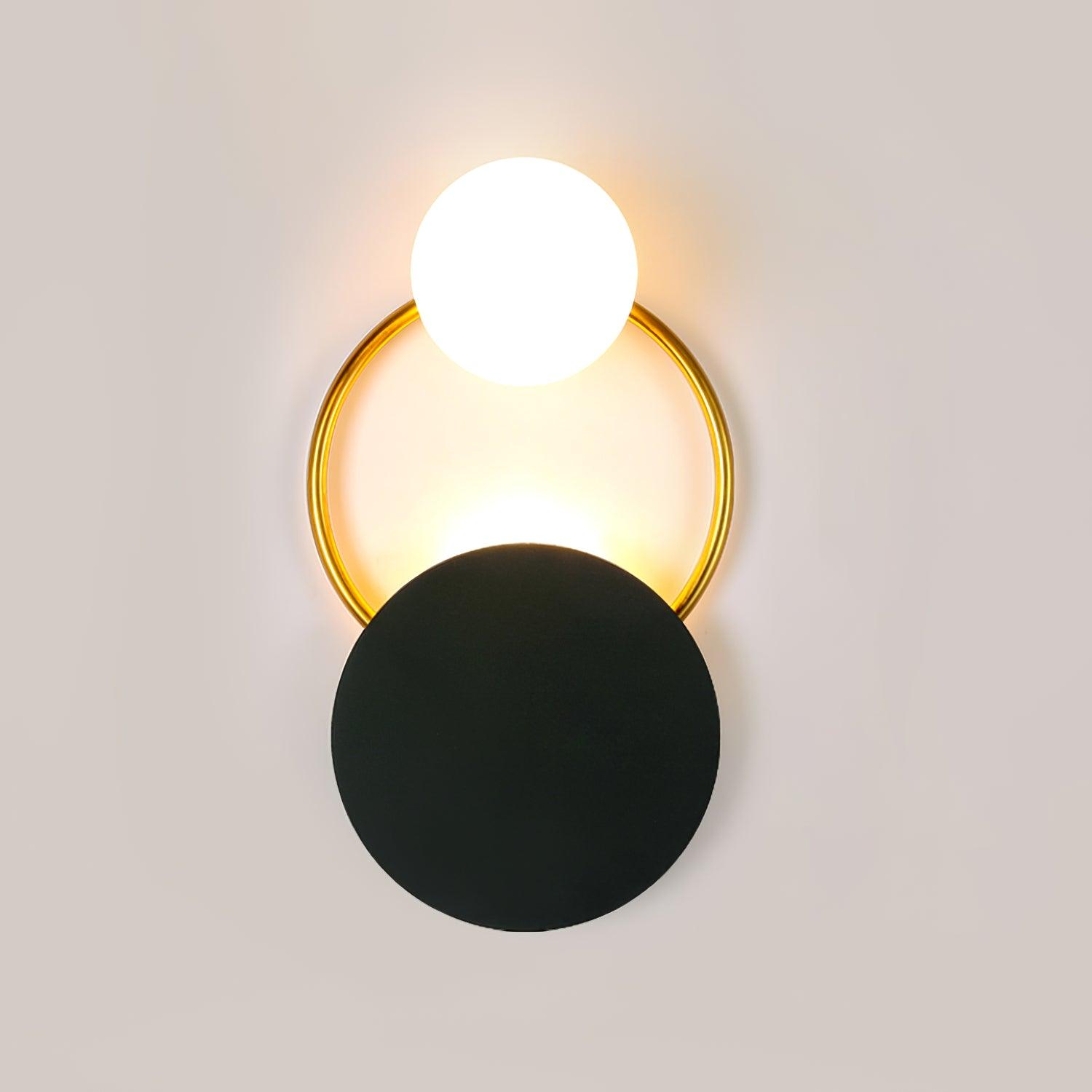 Arisha Applique Murale LED Moderne à Triple Anneau, Métal/Verre, Noir/Or, Chambre à Coucher