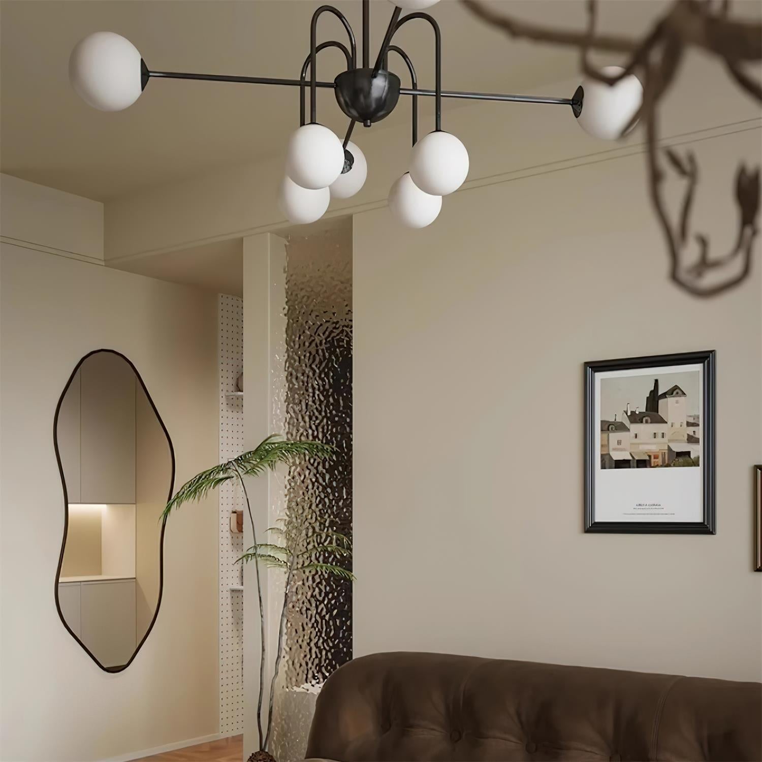 Chandelier Black Arches Glass Globes Minimalist - Letslighting