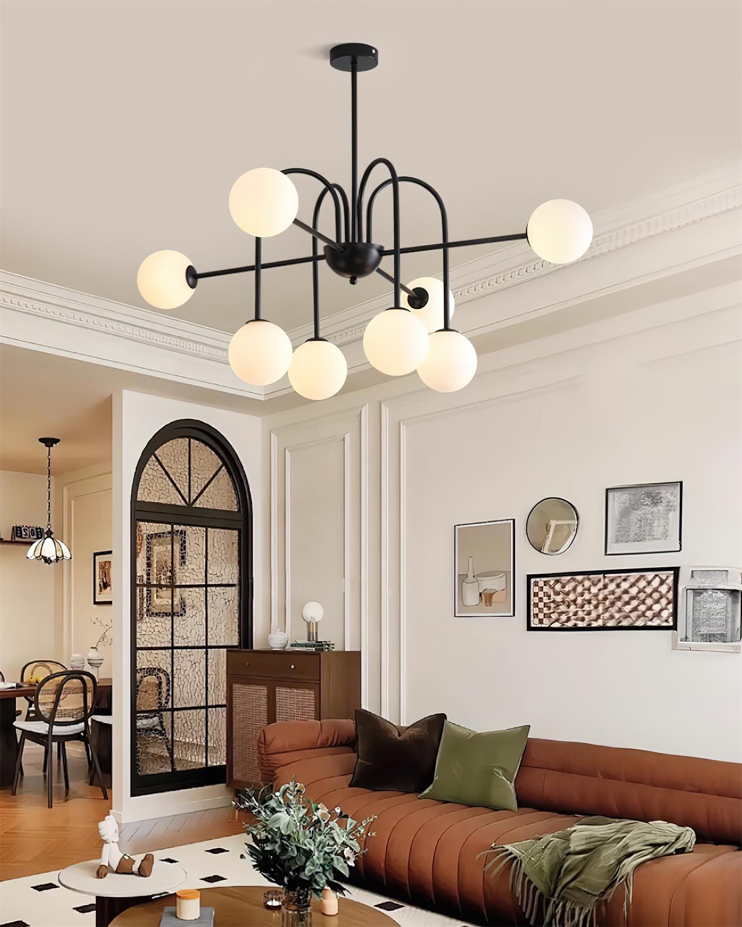 Chandelier Black Arches Glass Globes Minimalist - Letslighting