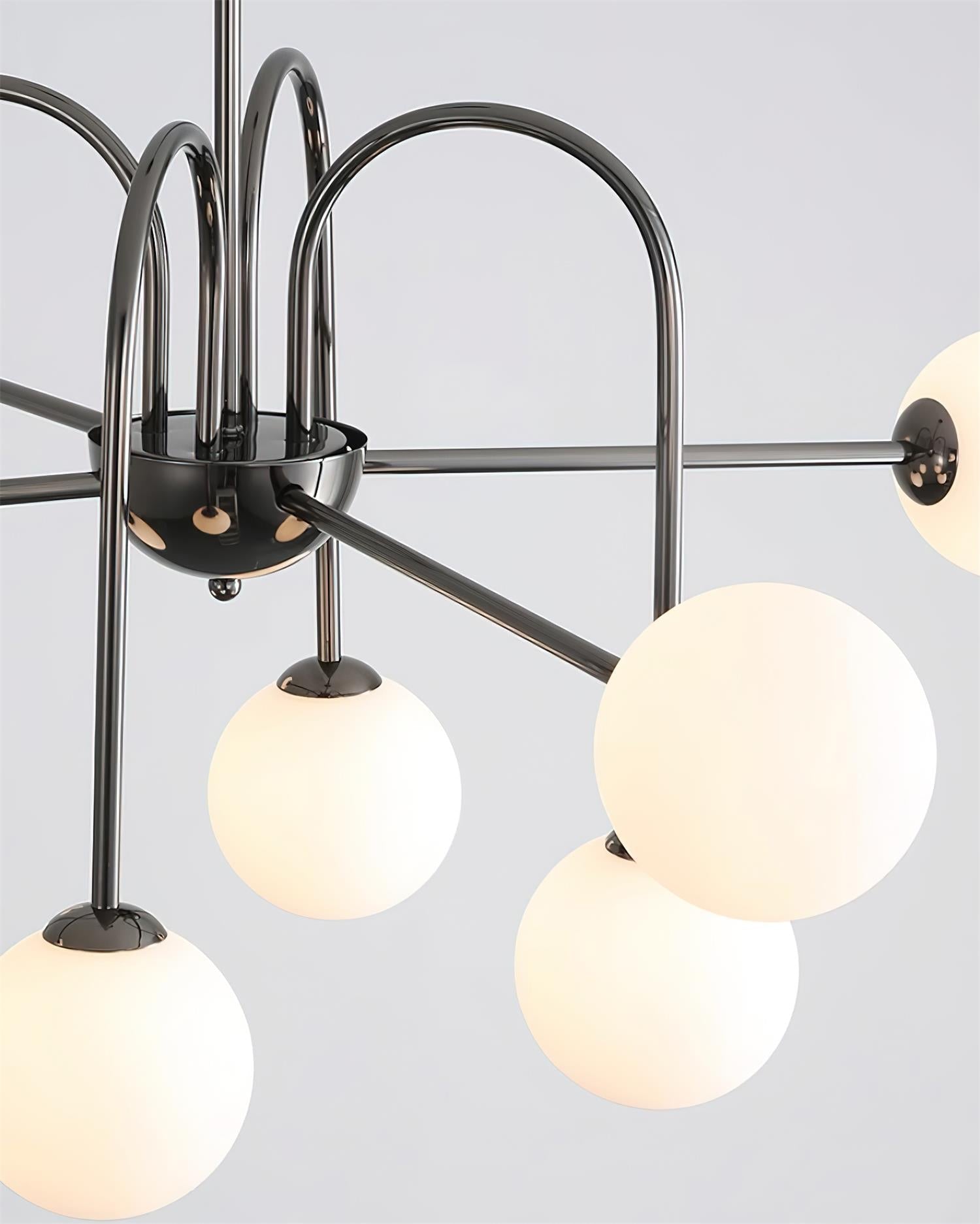 Chandelier Black Arches Glass Globes Minimalist - Letslighting