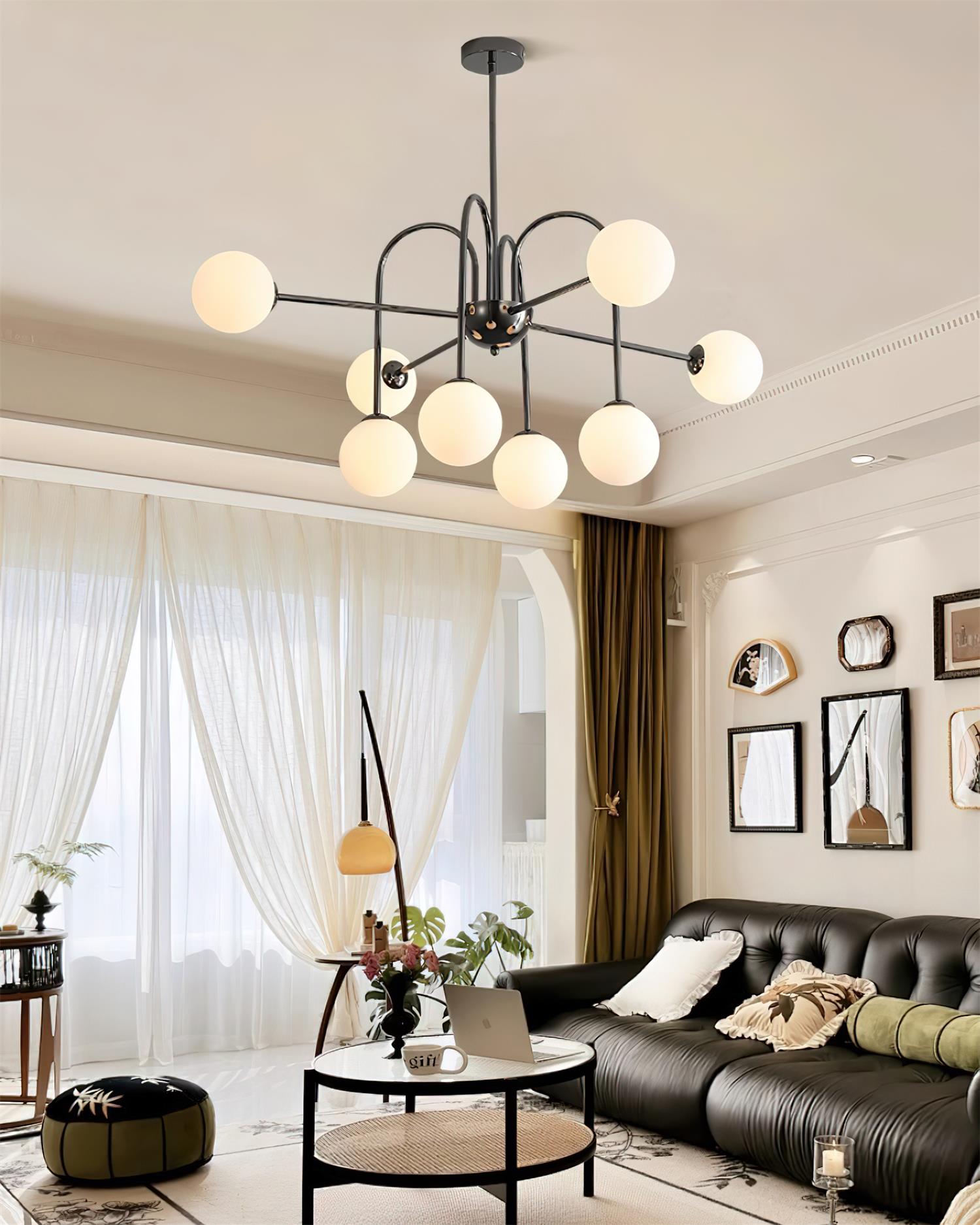 Chandelier Black Arches Glass Globes Minimalist - Letslighting