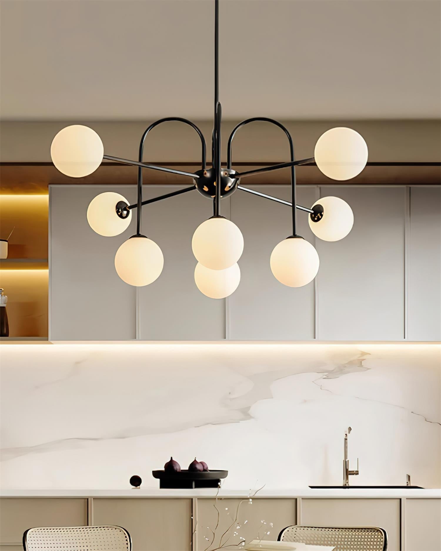 Chandelier Black Arches Glass Globes Minimalist - Letslighting