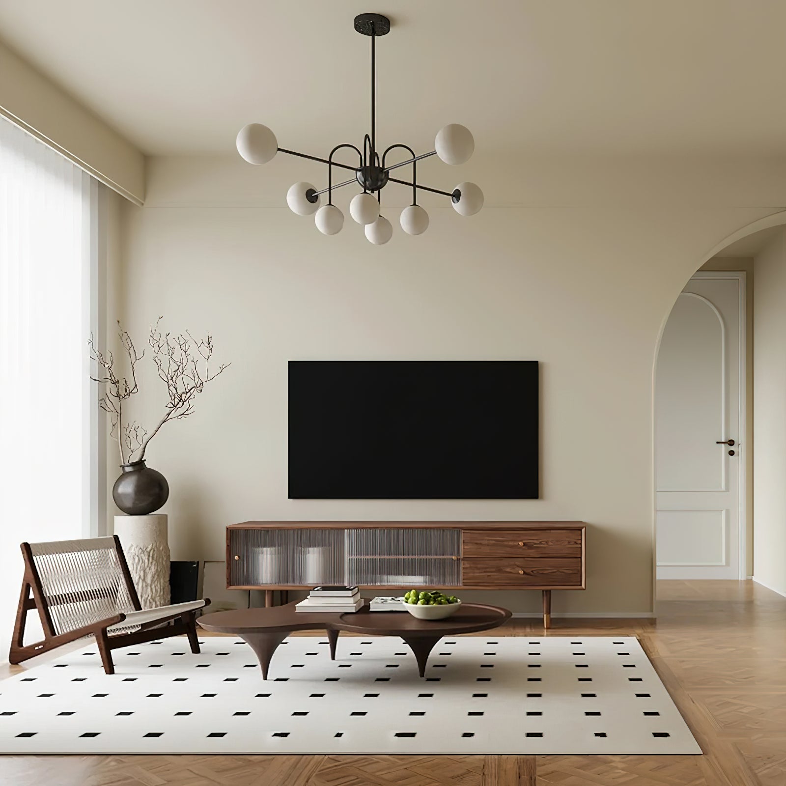 Chandelier Black Arches Glass Globes Minimalist - Letslighting