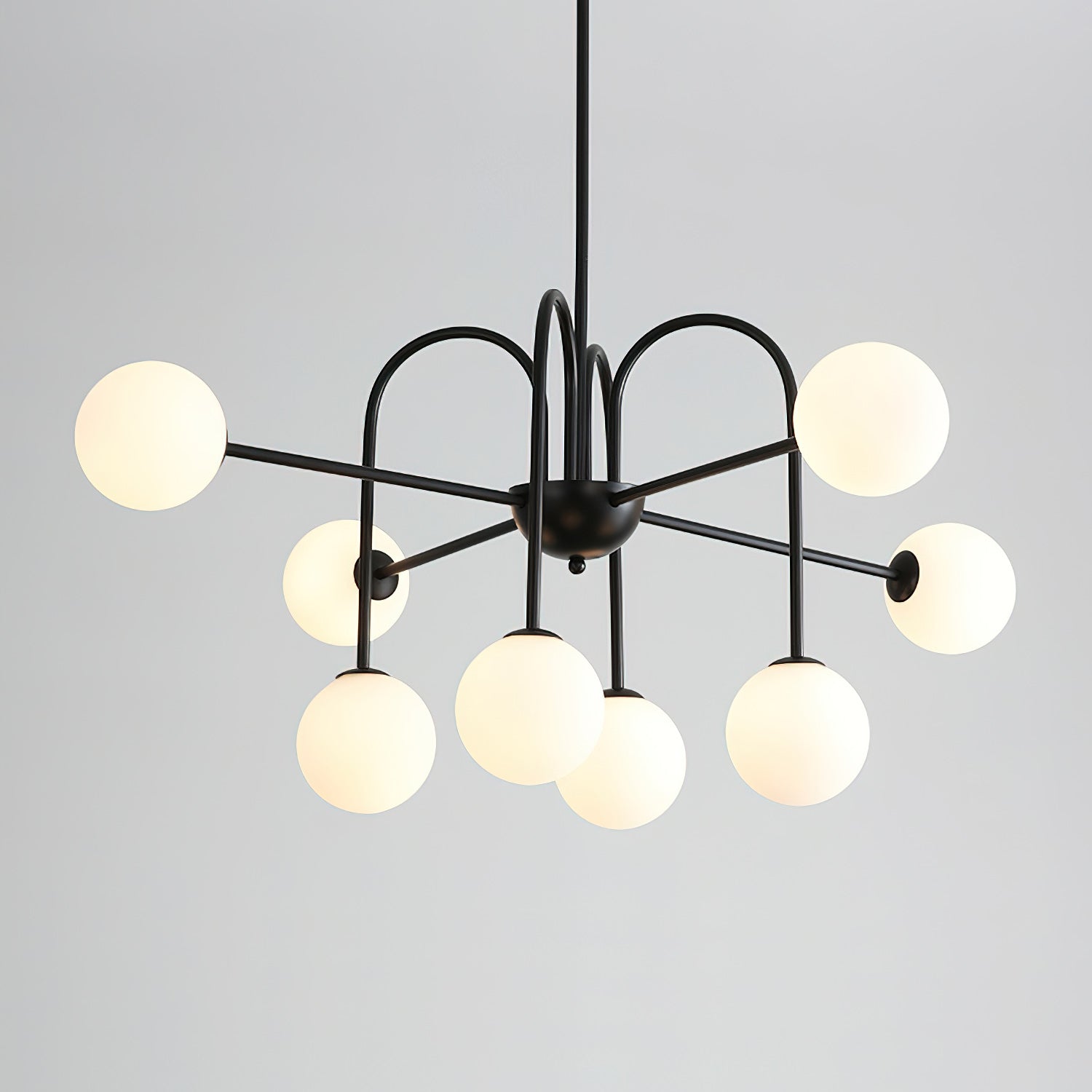 Chandelier Black Arches Glass Globes Minimalist - Letslighting