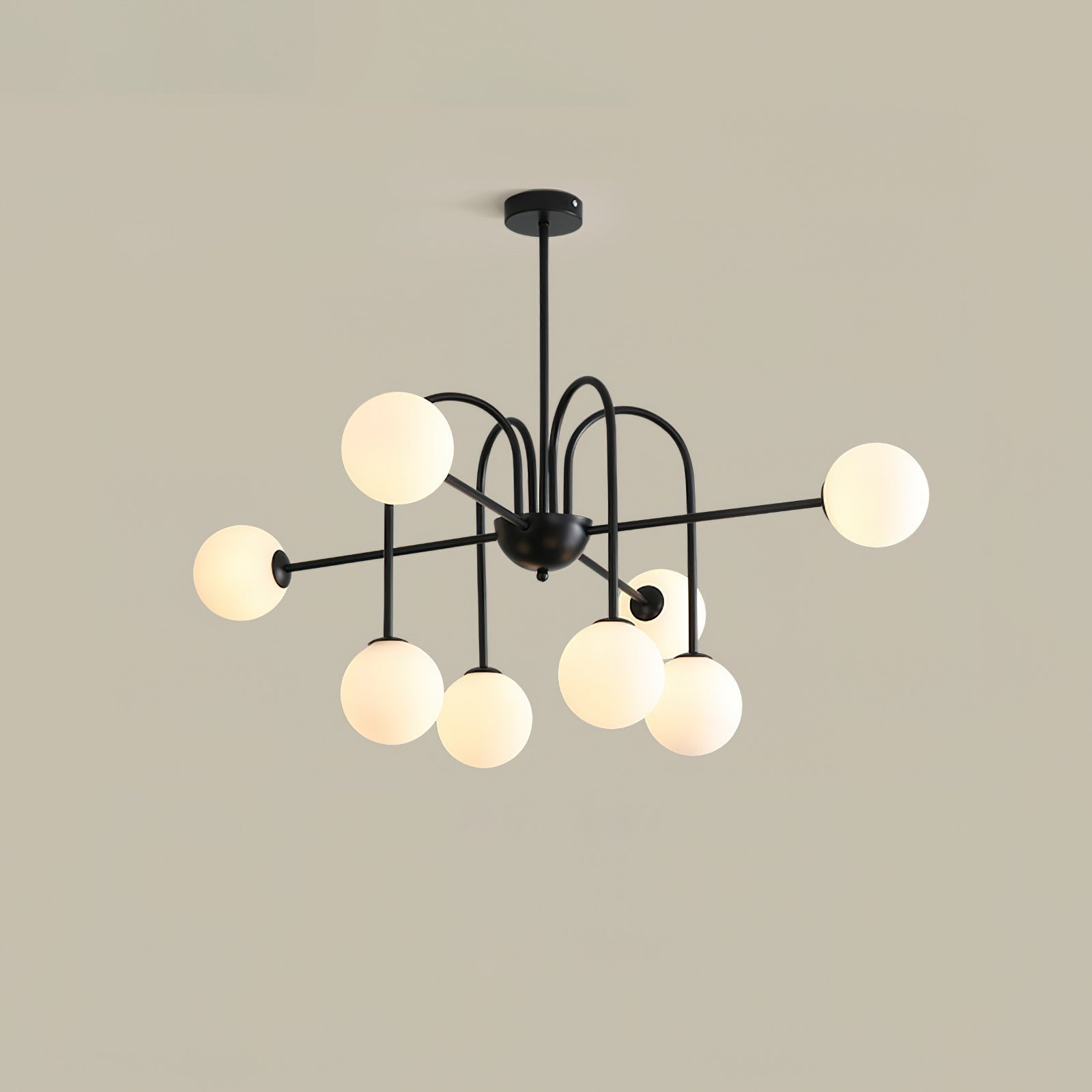 Chandelier Black Arches Glass Globes Minimalist - Letslighting