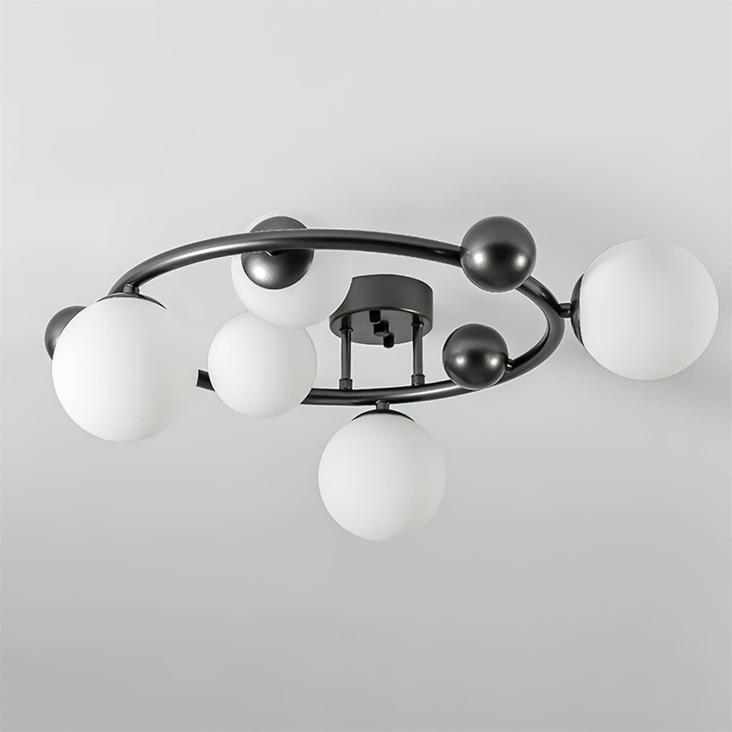Keden Ceiling Light Black Orbital Frosted Glass Shades - Letslighting