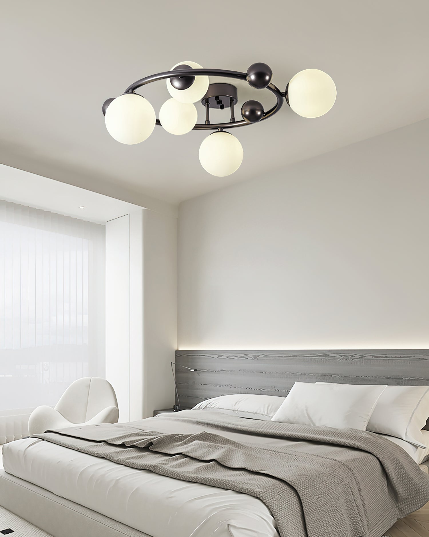 Keden Ceiling Light Black Orbital Frosted Glass Shades - Letslighting
