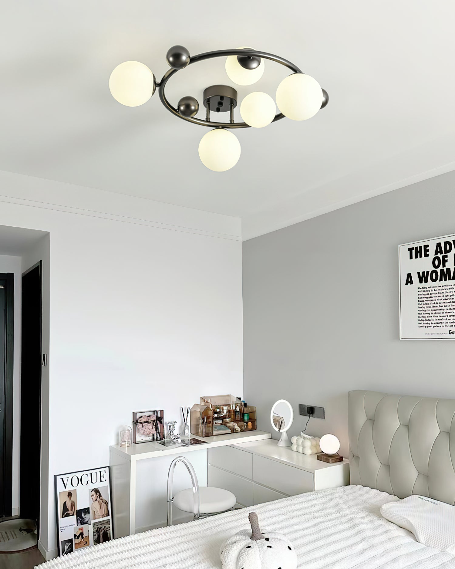 Keden Ceiling Light Black Orbital Frosted Glass Shades - Letslighting